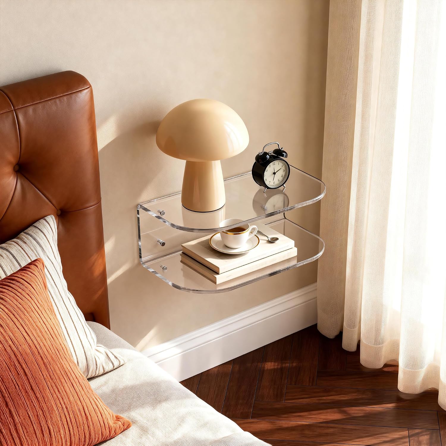 Clear Wall Mounted Acrylic Floating Nightstand