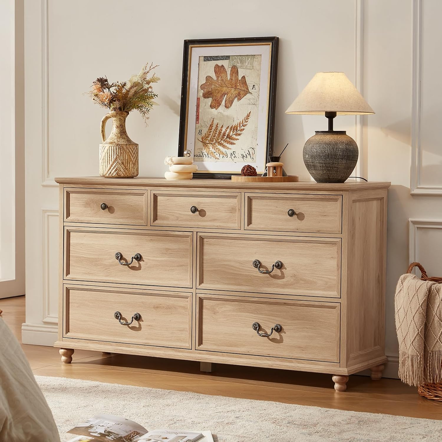 Natural Farmhouse 7 Drawer Wide Dresser