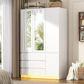 White Wardrobe Mirrors Drawers LED