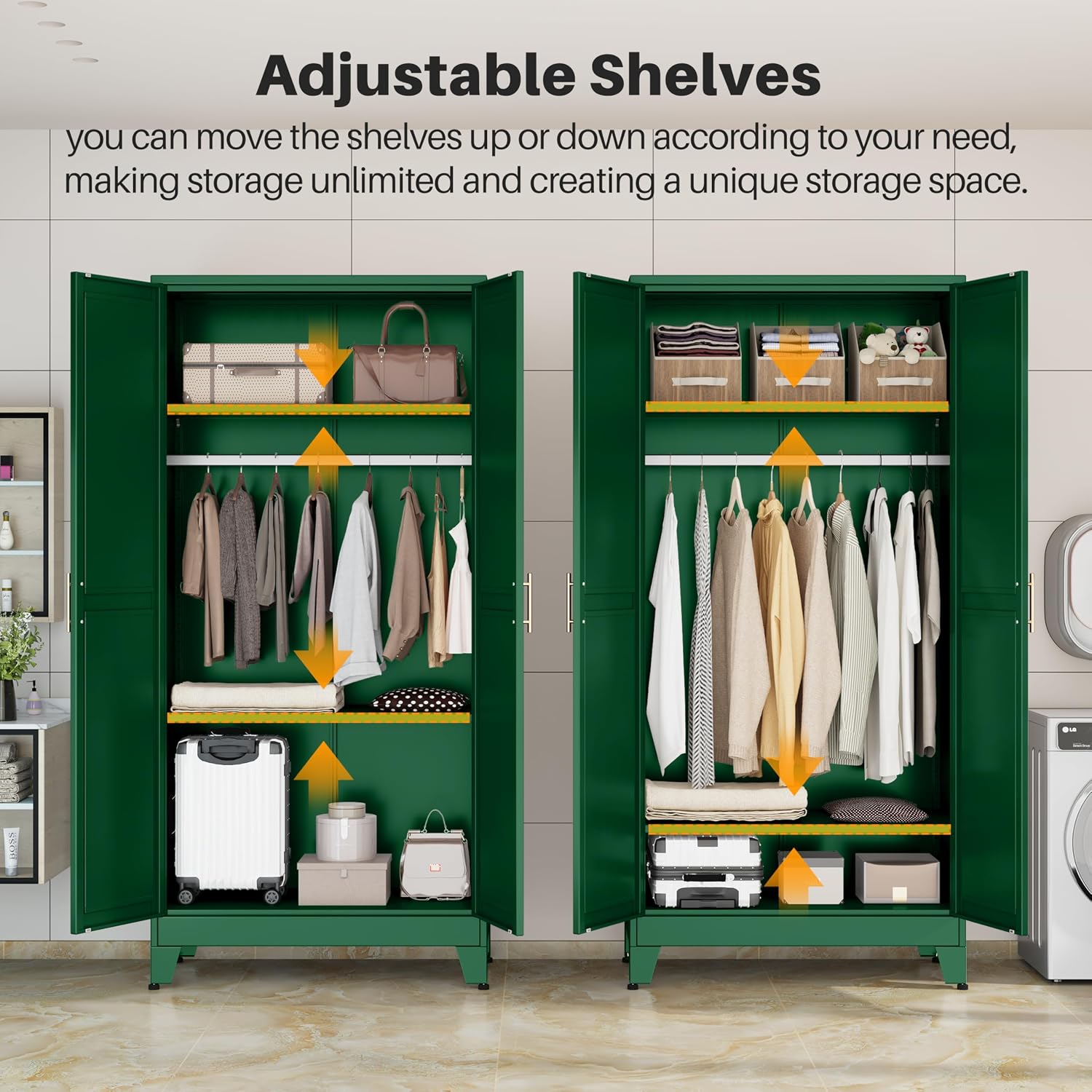 Green Metal Wardrobe Mirror Doors