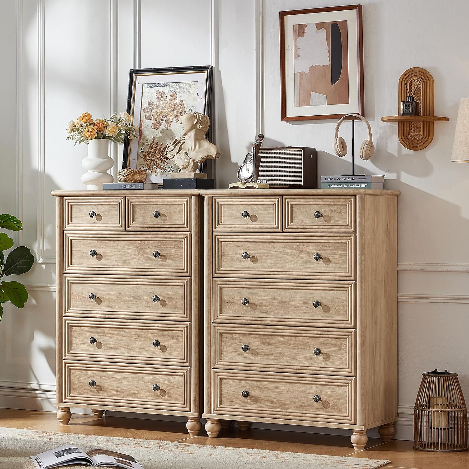 Natural Farmhouse 6 Drawer Dresser Set