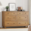 Natural 8 Drawer Wide Wood Dresser