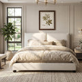 Linen Platform Bed Pillow Back Headboard