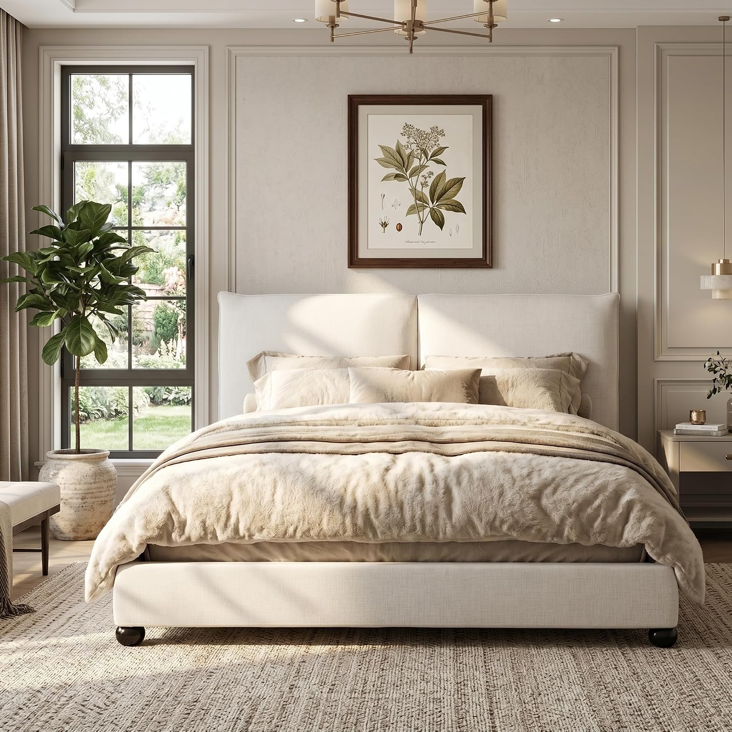 White Linen Cloud Platform Pillow Bed